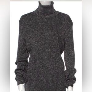 Saint Laurent Shimmering Black Turtleneck Sweater